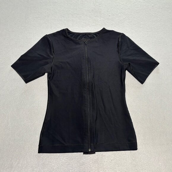 Marena Recovery Post Op Short Sleeve Zip-Up Compression Shirt Size Large Black - Picture 1 of 8